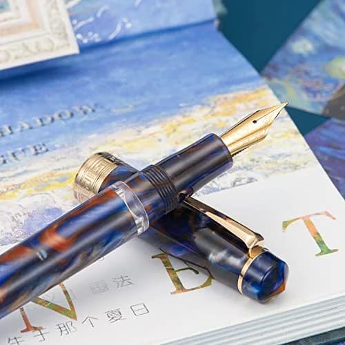 Asvine P20 Piston Fountain Pen Purple Resin, Iridium Medium Nib Gold Trim Business Signature, Smooth Writer Collection with Case Set thumbnail 5