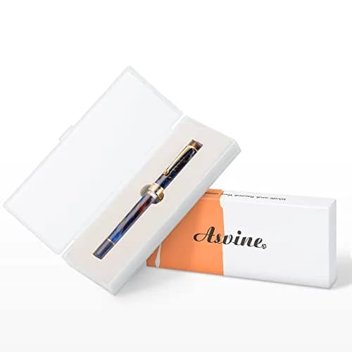 Asvine P20 Piston Fountain Pen Purple Resin, Iridium Medium Nib Gold Trim Business Signature, Smooth Writer Collection with Case Set thumbnail 6