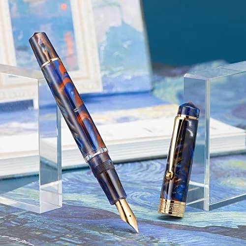 Asvine P20 Piston Fountain Pen Purple Resin, Iridium Medium Nib Gold Trim Business Signature, Smooth Writer Collection with Case Set thumbnail 7