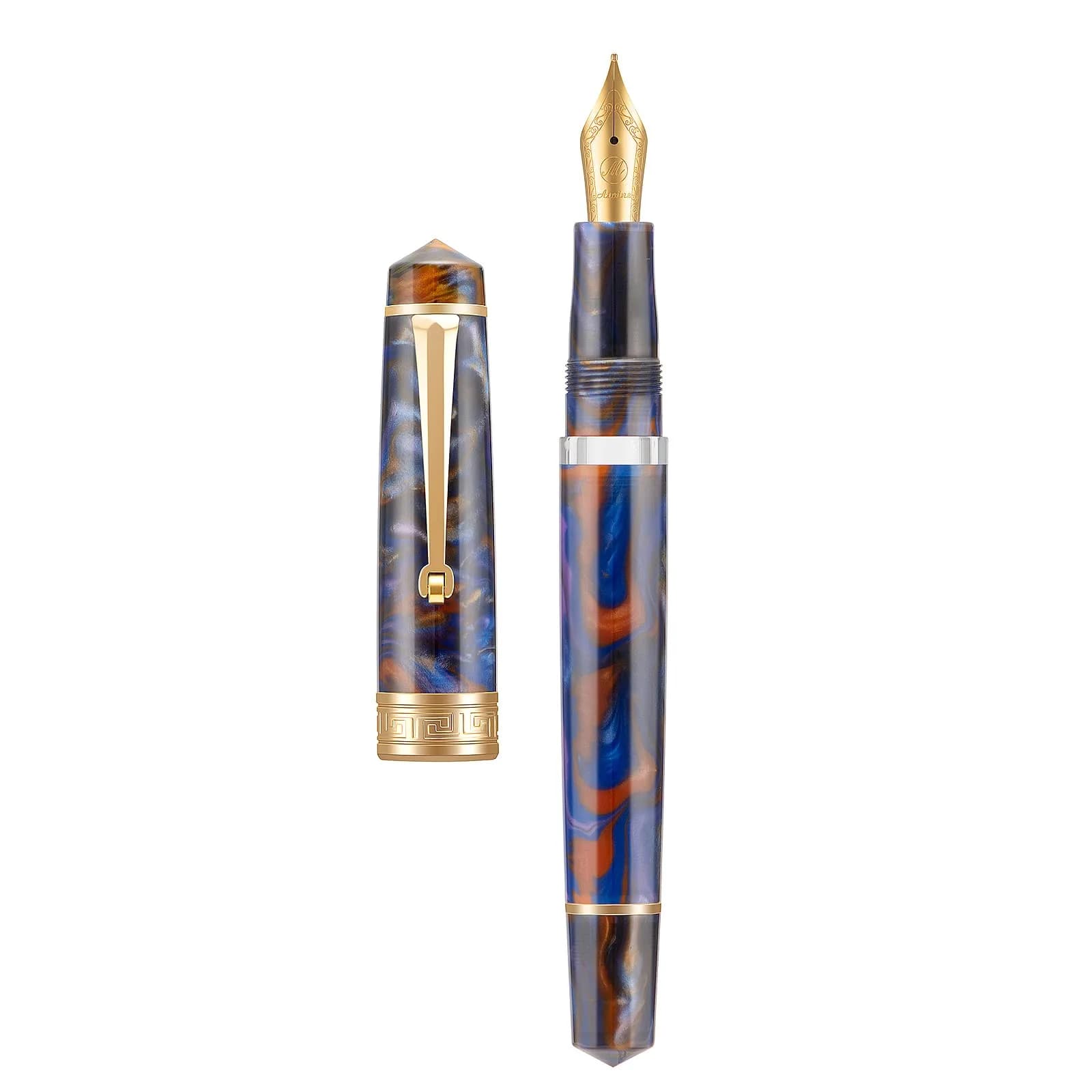 Asvine P20 Piston Fountain Pen Purple Resin, Iridium Medium Nib Gold Trim Business Signature, Smooth Writer Collection with Case Set - main product image
