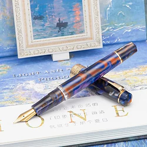 Asvine P20 Piston Fountain Pen Purple Resin, Iridium Medium Nib Gold Trim Business Signature, Smooth Writer Collection with Case Set thumbnail 9
