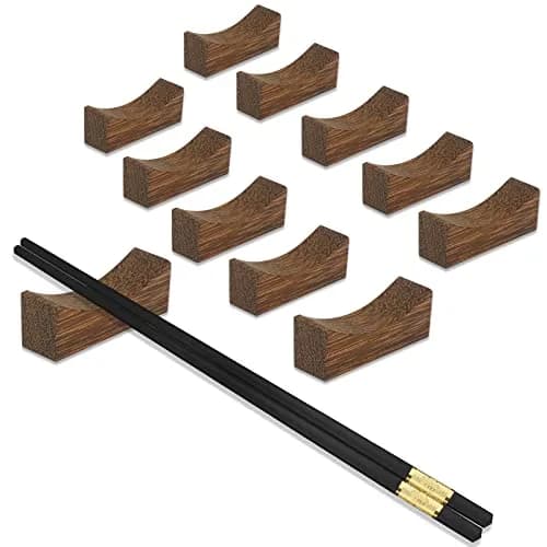 YTLX Natural Wenge Wood Chopstick Rests Set of 10 | Sturdy & Smooth for Kitchen Dining thumbnail 1