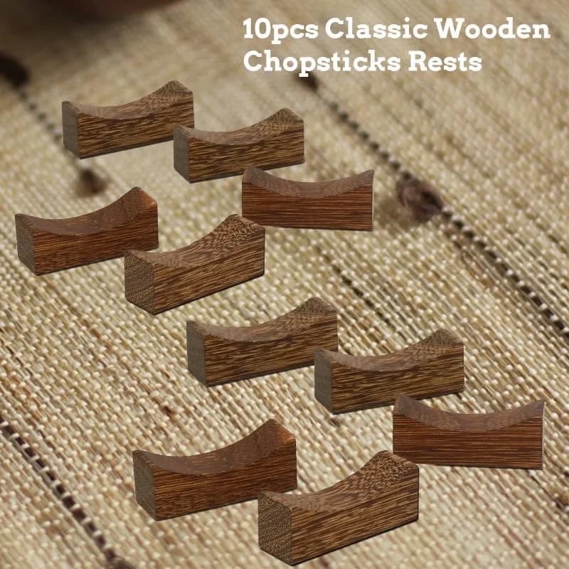 YTLX Natural Wenge Wood Chopstick Rests Set of 10 | Sturdy & Smooth for Kitchen Dining thumbnail 4