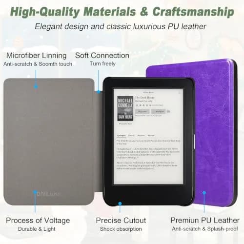 DMLuna Case for Kobo Clara 2E 6" - Ultra Slim Lightweight Folio with Auto Sleep/Wake Function, Purple | Premium PU Leather Protective Cover thumbnail 6