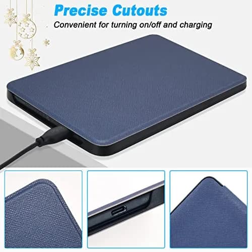 DMLuna Case for Kobo Clara 2E 6" - Ultra Slim Lightweight PU Leather Folio with Auto Sleep/Wake Function, Navy Blue | Imported from USA thumbnail 5