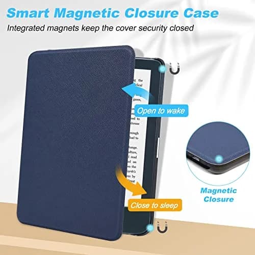 DMLuna Case for Kobo Clara 2E 6" - Ultra Slim Lightweight PU Leather Folio with Auto Sleep/Wake Function, Navy Blue | Imported from USA thumbnail 3