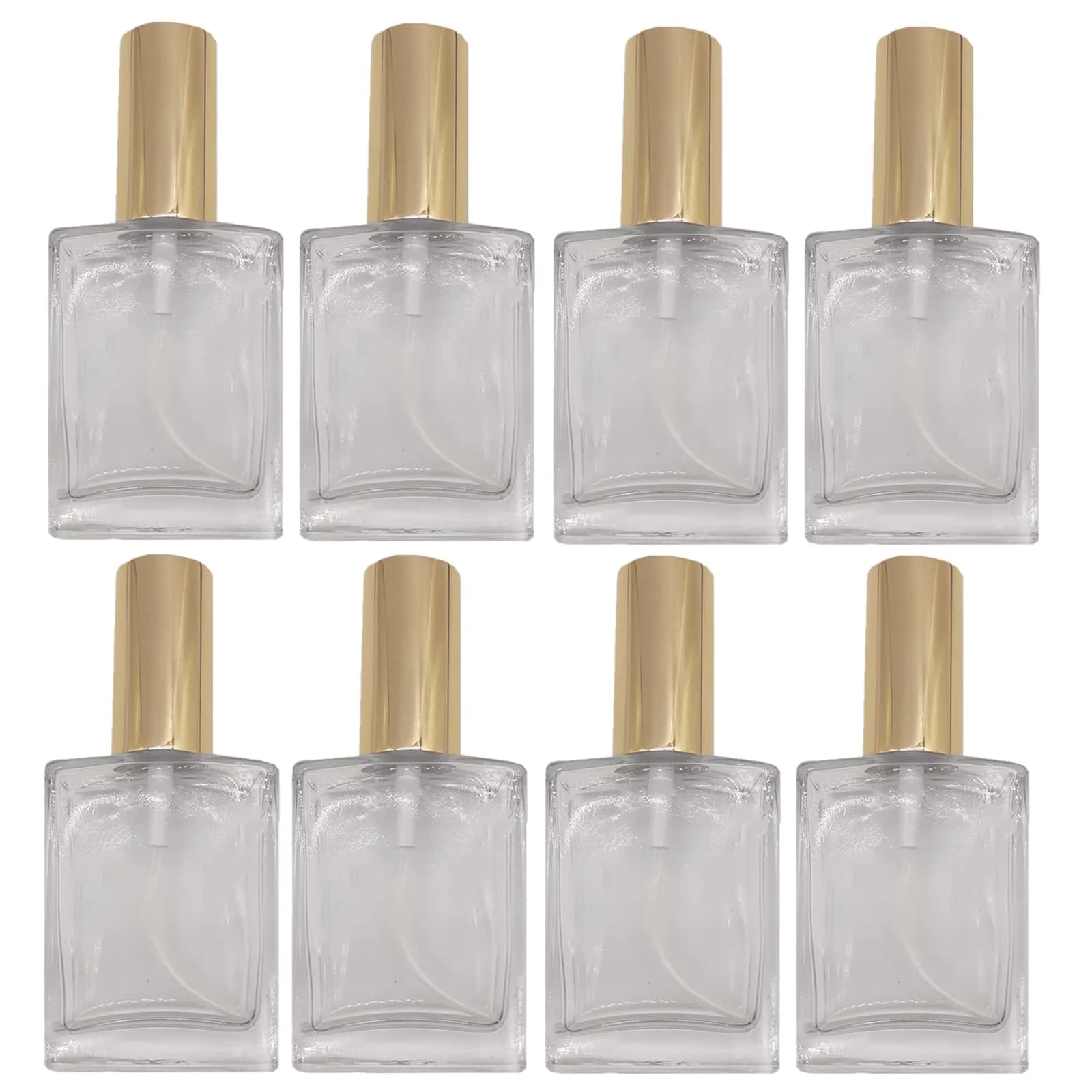 PimyRcyi 8PCS Square Glass Spray Bottle 50ml (1.7oz) | Fine Mist Refillable Perfume Atomiser - main product image