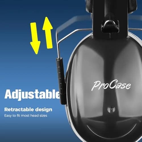 ProCase NRR 32dB Safety Earmuffs for Adults & Kids | Foldable Noise Reduction Earmuffs with Comfortable Fit for Shooting, Construction, Mowing and Sensory Support - Blue thumbnail 5
