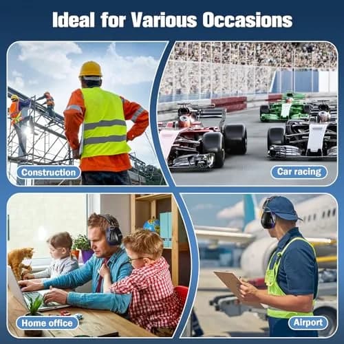 ProCase NRR 32dB Safety Earmuffs for Adults & Kids | Foldable Noise Reduction Earmuffs with Comfortable Fit for Shooting, Construction, Mowing and Sensory Support - Blue thumbnail 9