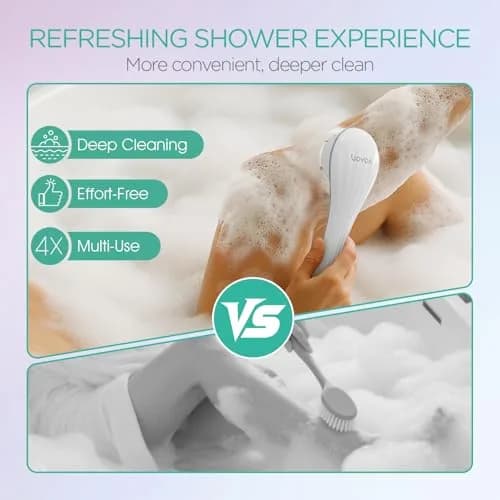 VOYOR BC100 Electric Body Brush with Long Handle | 4-in-1 Exfoliating Spin Brush for Shower thumbnail 6