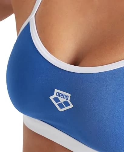 ARENA Performance Women's Icons Bikini Solid Two-Piece Swimsuit Cross Back MaxLife Training Suit Stylish Practice Bathing Suit Beach Swimwear, Royal/White Logo, US Size 22 thumbnail 4