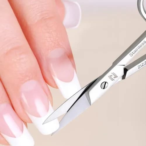 ZIZZLON Curved Micro Serrated Nail Scissors 22mm Blade | Professional Surgical Grade Stainless Steel thumbnail 2