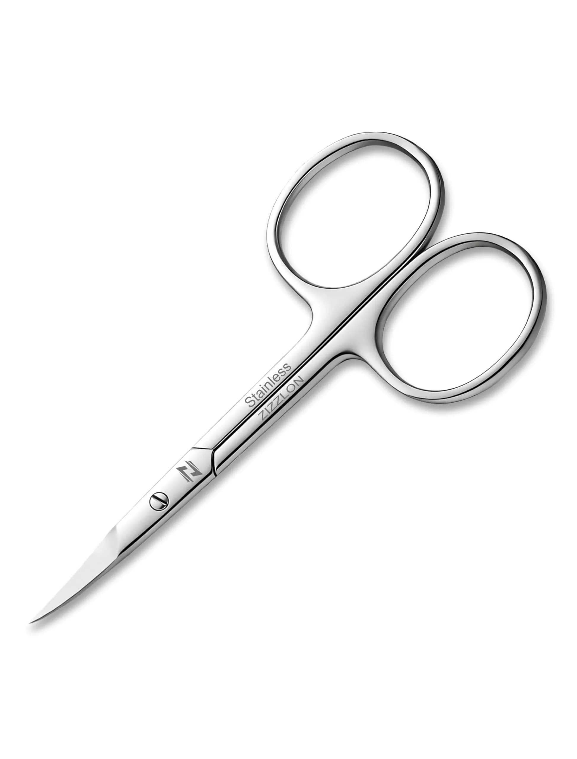 ZIZZLON Cuticle Scissors Extra Fine Curved Stainless Steel Eyebrow Scissors 20mm (0.79 inch) | Precision Grooming Tool for Manicure