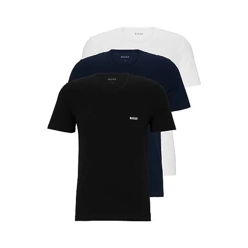 BOSS Men's 3-Pack Crew Neck Cotton Jersey T-Shirts | Bright White, Blue Navy, Soil Black, Medium thumbnail 1