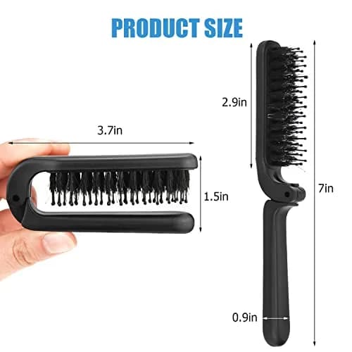 Ancable Folding Hair Brush Black | Boar Bristle Detangling Pocket Brush for All Hair Types thumbnail 5