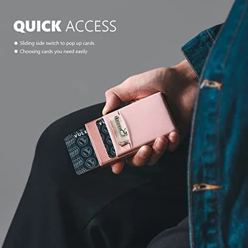 VULKIT Minimalist Pop Up Card Holder Wallet with ID Window & Airtag Pocket | Pink 6.8cm x 10.4cm thumbnail 3