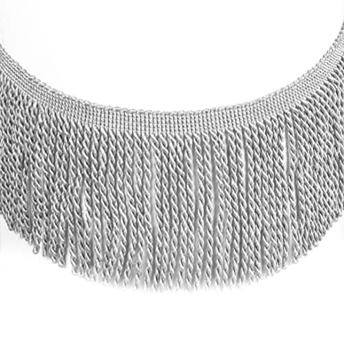 Fenghuangwu Bullion Fringe Trim 5 Yards (180 inches / 457 cm) Mix Silver | Traditional Rayon Tassel Embellishment for Curtains & DIY thumbnail 1