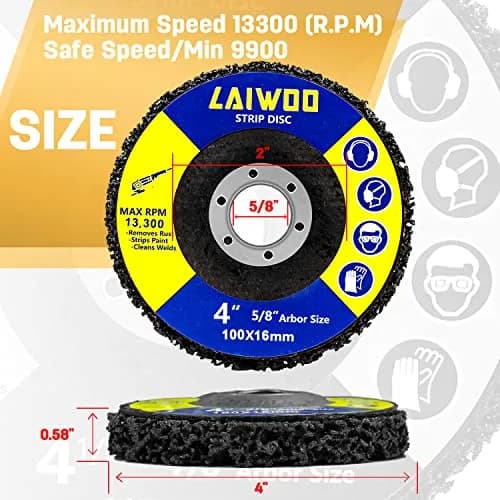 LAIWOO Black 10Pack Strip Disc Wheel 100mm (4") x 1mm (0.04") | Diamond Abrasive for Metal Surface Prep thumbnail 2