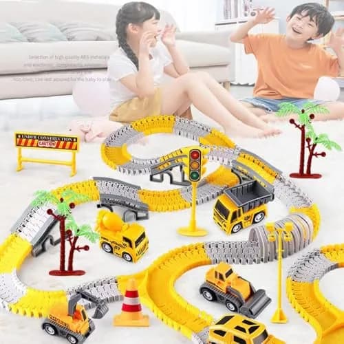 KEXBOVT 234 Pcs Construction Race Track Toys Set | DIY Flexible Track & 2 Electric Cars for Kids 3-8 thumbnail 8