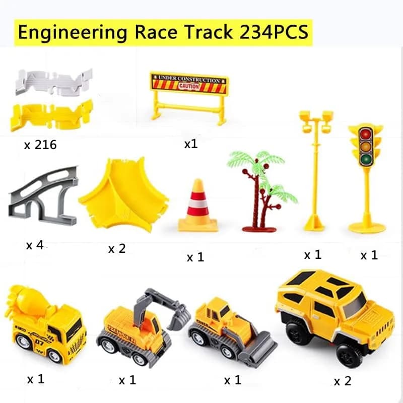KEXBOVT 234 Pcs Construction Race Track Toys Set | DIY Flexible Track & 2 Electric Cars for Kids 3-8 thumbnail 3