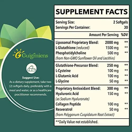 Guigmiens Liposomal Glutathione 2000 MG | Antioxidant Support for Bright Skin thumbnail 2