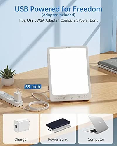 SUXIO Light Therapy Lamp 10000 Lux | 5500K Daylight White thumbnail 5