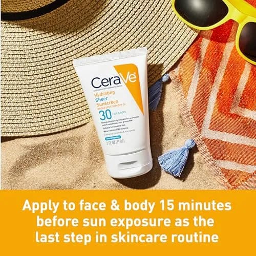 CeraVe Hydrating Sheer Sunscreen SPF 30 with Hyaluronic Acid, 89ml (3 Fl Oz) | Hybrid Formula with Zinc Oxide & Ceramides thumbnail 6