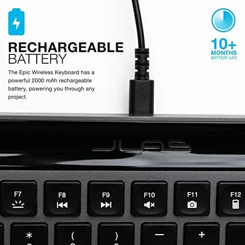 JLab Epic Wireless Keyboard Bluetooth 5.2 Multi-Device Backlit 108 Keys Black | Connect 3 Devices Instantly thumbnail 8