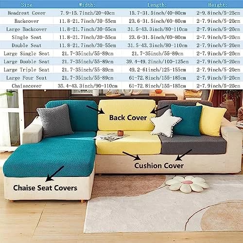 Jonuiony Universal Sofa Slipcover 2024 Light Grey | Wear-Resistant, Elastic, Fits L-Shaped & Sectional Sofas thumbnail 10