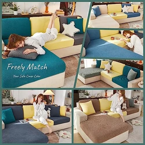 Jonuiony Universal Sofa Slipcover 2024 Light Grey | Wear-Resistant, Elastic, Fits L-Shaped & Sectional Sofas thumbnail 4
