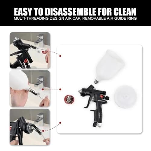 AEROPRO A608 HVLP Air Spray Gun with 1.3mm Nozzle and 600cc Cup | High Transfer Efficiency for Automotive Painting thumbnail 6