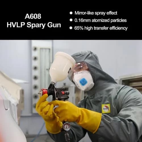 AEROPRO A608 HVLP Air Spray Gun with 1.3mm Nozzle and 600cc Cup | High Transfer Efficiency for Automotive Painting thumbnail 2