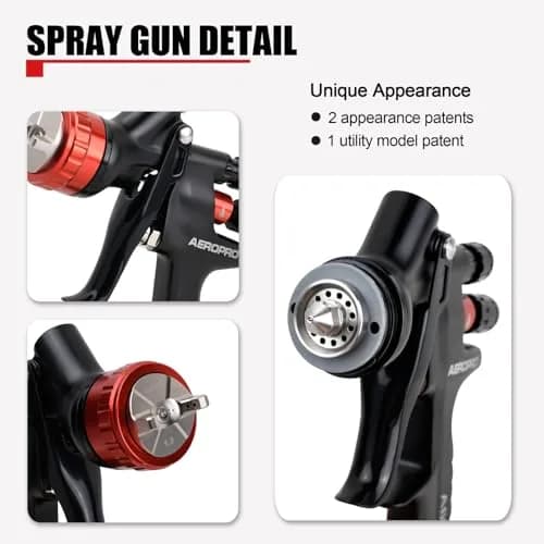 AEROPRO A608 HVLP Air Spray Gun with 1.3mm Nozzle and 600cc Cup | High Transfer Efficiency for Automotive Painting thumbnail 3