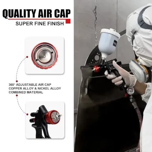 AEROPRO A608 HVLP Air Spray Gun 1.3mm Nozzle 600cc Cup | High Transfer Efficiency Automotive Paint Sprayer thumbnail 4