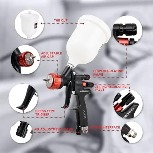 AEROPRO A608 HVLP Air Spray Gun 1.3mm Nozzle 600cc Cup | High Transfer Efficiency Automotive Paint Sprayer thumbnail 7