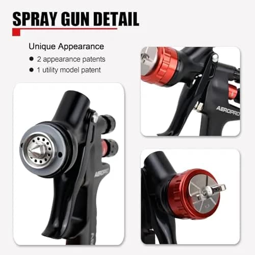 AEROPRO A608 HVLP Air Spray Gun 1.3mm Nozzle 600cc Cup | High Transfer Efficiency Automotive Paint Sprayer thumbnail 3