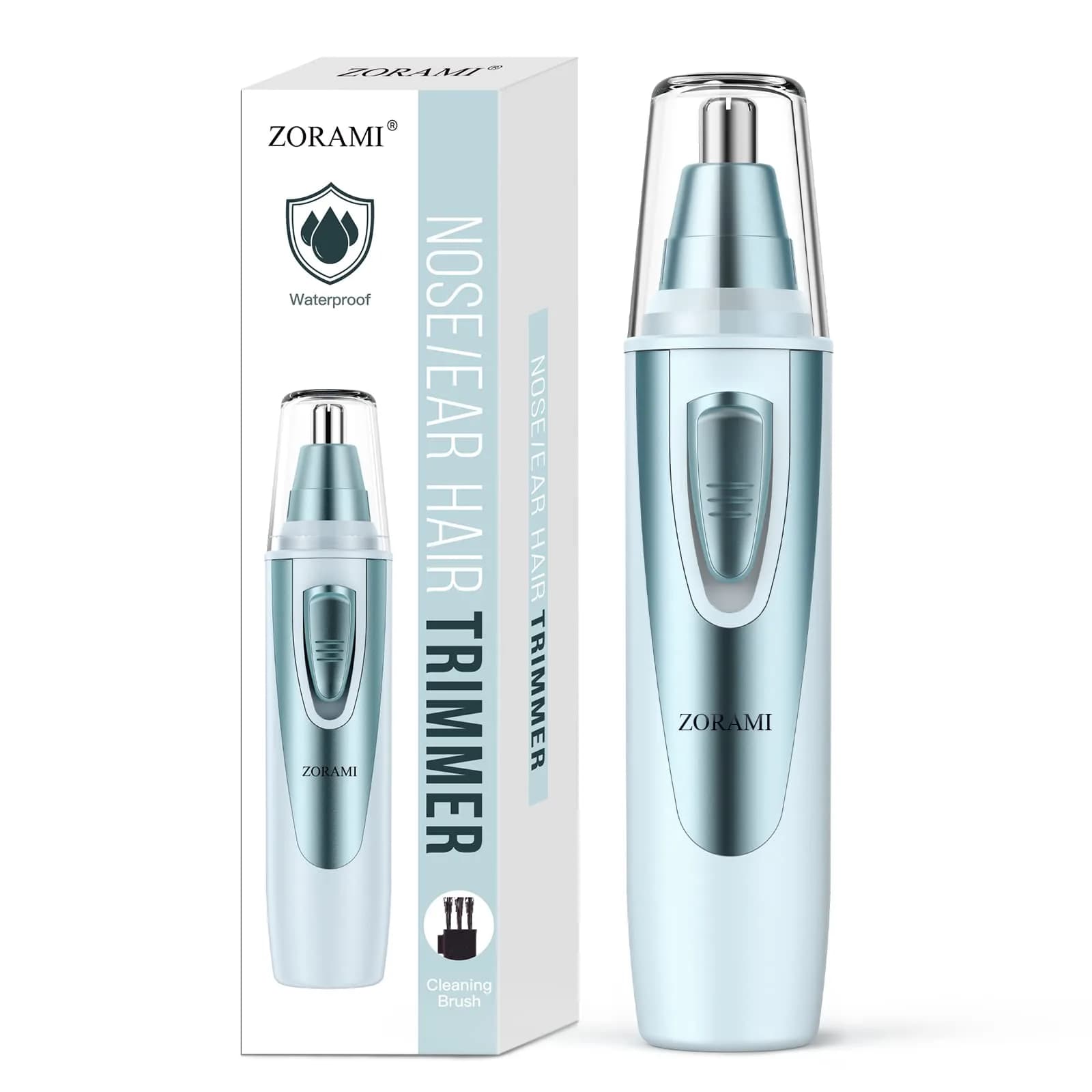 ZORAMI Professional Ear and Nose Hair Trimmer Blue | Painless Dual-Edge Blades for Men & Women