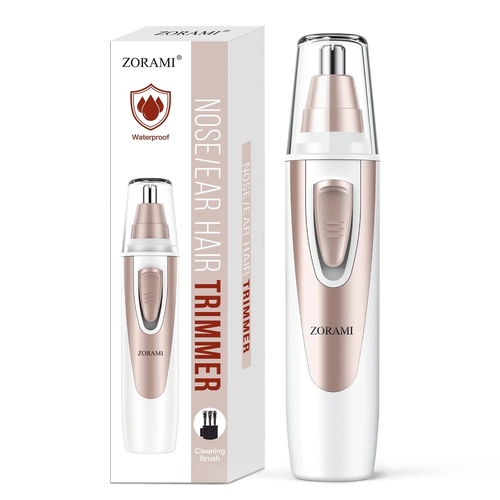ZORAMI Professional Ear and Nose Hair Trimmer Pink | Painless Facial Hair Trimmer with IPX7 Waterproof