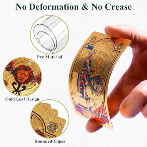 KIINO Gold Foil Tarot Cards with Guide Book & Box | 78 Cards, Waterproof PVC, Adult thumbnail 5