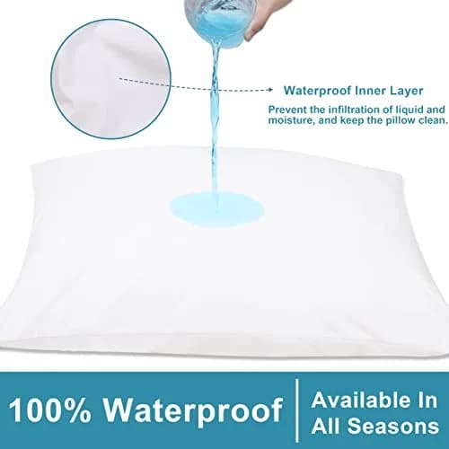 NTBAY Waterproof King Pillow Protectors 4 Pack | Quiet TPU Waterproof Layer, Zippered Full Coverage, Microfiber, White thumbnail 3