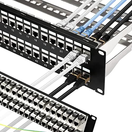 Rapink 48 Port Cat6A Shielded Patch Panel 19-Inch | 10Gbps STP Network Panel with Toolless Keystone Couplers thumbnail 1