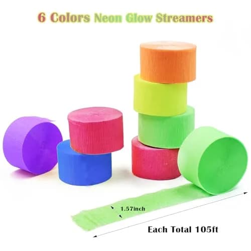 MFLUEEWR Black Decorative Ribbon Trim 384m (1260ft) | UV Reactive Neon Paper Streamers for Parties thumbnail 5