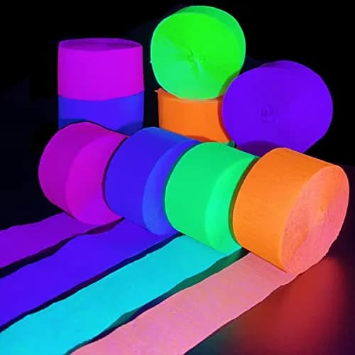 MFLUEEWR Black Decorative Ribbon Trim 384m (1260ft) | UV Reactive Neon Paper Streamers for Parties thumbnail 2