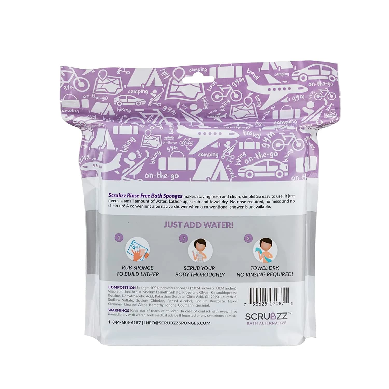 Scrubzz Disposable No Rinse Bathing Wipes 25 Count Lavender | Gentle Cleansing for Impractical Showers thumbnail 6