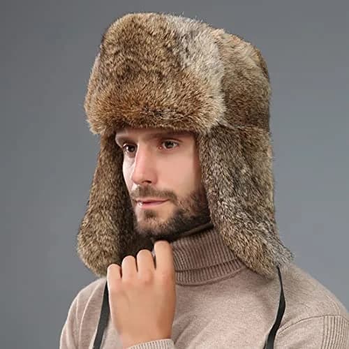 HKSICHENGKEJI Trapper Russian Trooper Hat Brown | Windproof Warm Faux Fur Earflap Cap for Men Women thumbnail 5