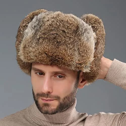 HKSICHENGKEJI Trapper Russian Trooper Hat Brown | Windproof Warm Faux Fur Earflap Cap for Men Women thumbnail 6