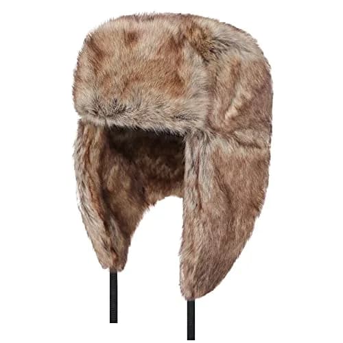 HKSICHENGKEJI Trapper Russian Trooper Hat Brown | Windproof Warm Faux Fur Earflap Cap for Men Women thumbnail 7