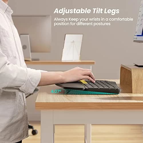 Nulea Ergonomic Split Wireless Keyboard with Wrist Rest 7-Color Backlight thumbnail 4