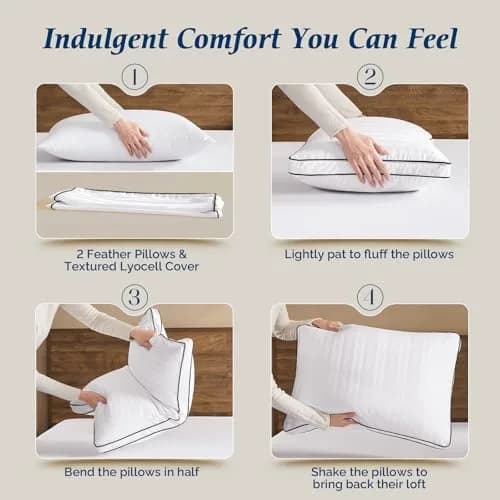 downluxe Goose Feather and Down Pillows King Set of 2 | Ultra-Soft, Ethically-Sourced thumbnail 6