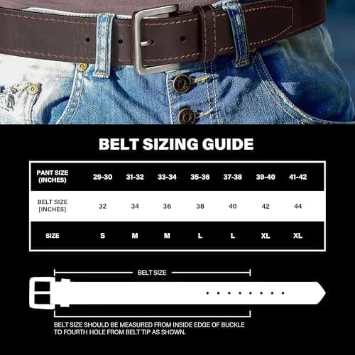 Wrangler Men's Leather Casual Belt for Jeans, Khakis & Dress Pants | Classic Style, Versatile Fit, Brown, 34 (Waist 31-32) thumbnail 3